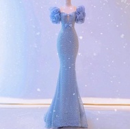 Blue Glamorous Evening Gown