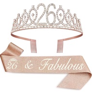 Birthday Tiara Crown Sash Women Girls 20th 21th 22th 23th 24st 25th 26th 29th 30th Birthday Party De