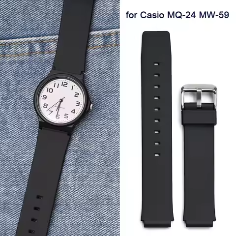 Strap for Casio MQ-24 MW-59 Student Sport Waterproof 16mm Resin Silicone Watch Band Men Women Bracel