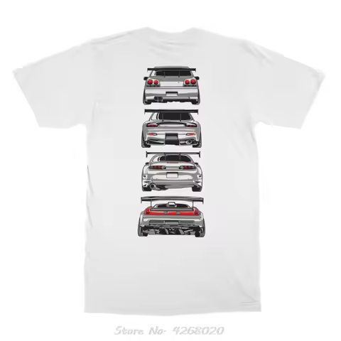 Fashion Hot Sale Japanese Classic Legend Car 90's JDM R34 GTR Skyline RX7 NSX 350Z S2000 Tshirt Men 