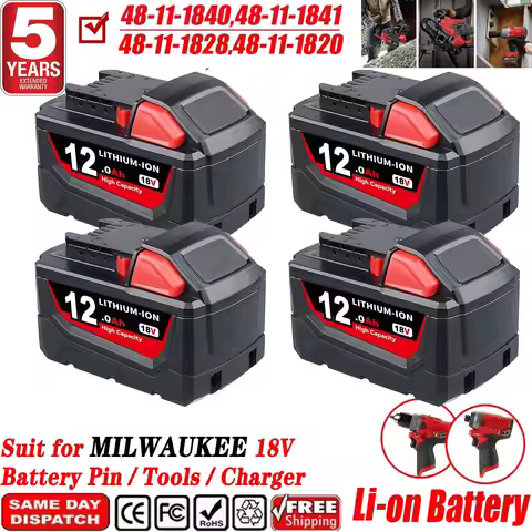 1/2/4Pcs M18 12.0Ah Replace for Milwaukee 18V Battery Pin Compatible with 18V Li-on Battery Charger 