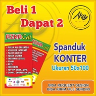 AKA PRINTING/2PCS 50X100 CETAK SPANDUK KONTER/SPANDUK JUAL PULSA/SPANDUK KONTER PULSA UNTUK PINGGIR 