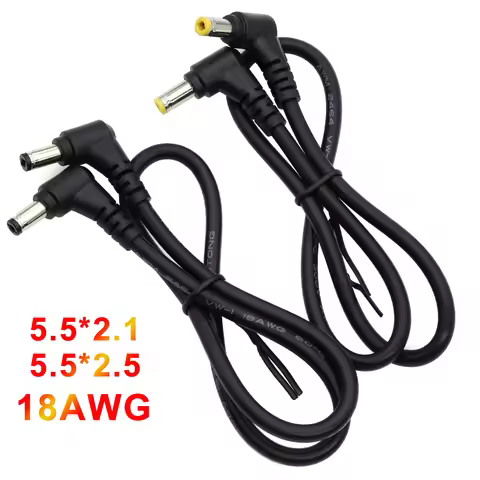 18AWG DC Power Plug 5.5x2.5mm / 5.5*2.1mm Male to Male 90 Right Angel Type Cable Connector 12V 10A P