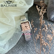 [Original] Balmer 8140L SS-2 Sapphire Square Women Watch with Pink dial Silver Stainless Steel