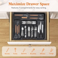 [New] Silverware Tray Organizer Adjustable Expandable Kitchen Drawer Storage Forks Spoons Knives