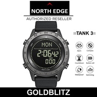 NORTH EDGE TANK 3 44mm Militray Watches Outdoor Tactical Rugged Sports Pedometer Compass Men's Digit