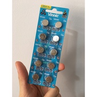 Blister of 10 L1131F LR54 AG10 1130 Vinnic batteries