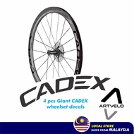 4 pcs CADEX wheelset cycling sticker decals for 40 to 50 mm high profile 700c road bike rims