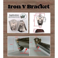 Iron V Bracket Closet Wardrobe Cloth Hanger Round Hollow Pole Rod Tube Pipe Holder Besi V Perabot Baju