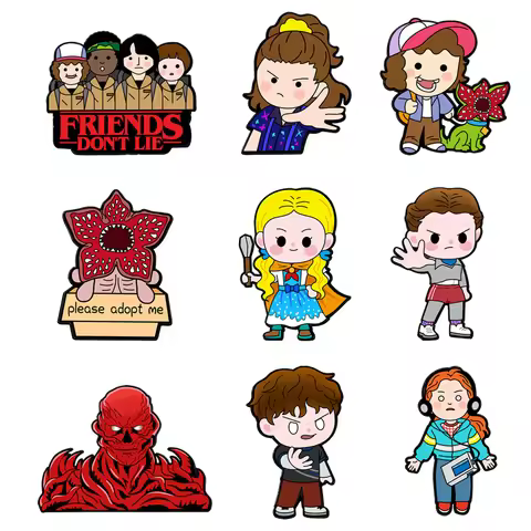 4/5/9pcs Cute Cannibal Flower Demogorgon Enamel Pins Cartoon Characters Q-version Fans Brooches Badg