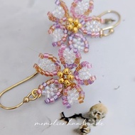 鉤針 串珠 編織  櫻花 耳環