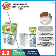 (FREEGIFT)(BEST PRICES)(SAME AS NTUC) 3M™ Scotch-Brite™ Hands-Free Mop with Compact Bucket, Self-Cleaning Mop