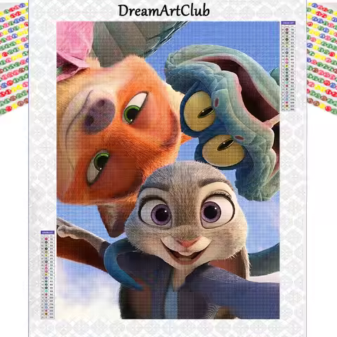 Disney New Judy Nick 5D Diamond Painting Cartoon Zootopia2 DIY Full Round Drill Embroidery Full Kit 