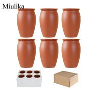 [Miulika] 6 Pieces Clay  Drinking Cups Tapered Cups with Glazed Finish Thick Mexican Clay  Cup for H