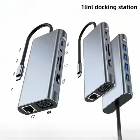 Type-C To HDTV + VGA + PD 11-in-1 11in1 Splitter Hub Hub, Docking Station