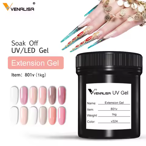 VENALISA UV LED Gel 1kg Bulk Builder Extension Jelly Gel Crystal Transparent 12 Camouflage Jelly Col