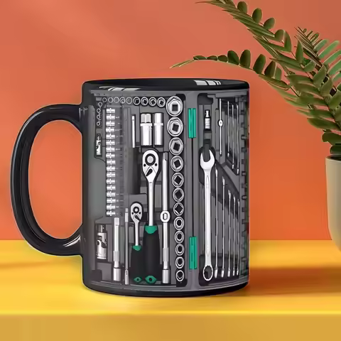 Funny 325ml Coffee Mug Toolbox Design Ceramic Mechanic Water Cup Wrench Pattern Sturdy Mechanic Mug 