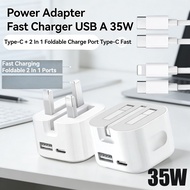 Power Adapter Fast Charger 35W USB A + Type C 2 In 1 Foldable USB Tpye-C