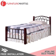 [FurnitureMartSG] Adaline Single Size Metal/Wood Bed Frame with Mattress