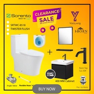 Sorento & Mocha Italy- SUPER SALES ONE PC TWISTER WC & 400 MM BASIN CABINET (MWC7602) LIFETIME WARRA