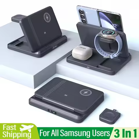 3 in 1 Wireless Charger Stand For Samsung Z Fold Zflip5 S24 S23 Ultra Galaxy Watch 6 5 Buds2 Foldabl
