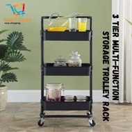 [READY STOCK] 3 Tier Multifunction Storage Trolley Rack Office Shelves Kitchen Home - dapur - rak - ruang tamu