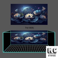 [Free Stickers+Stickers] 3D aquarium stickers Decal model lotus 3D 1808 super beautiful fish tank - 