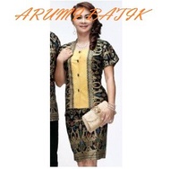 setelan rok blouse / baju / seragam kantor wanita batik 1464 hitam xl - xxl
