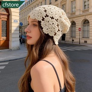 CFSTORE Hollowed Flower Shape Cotton Knitted Beret For Women Fashion Casual Hat Clothing Accessories