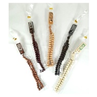 Isi 100pcs Souvenir Pernikahan Tasbih Kayu 33 untuk oleh oleh umroh + plastik + tali emas