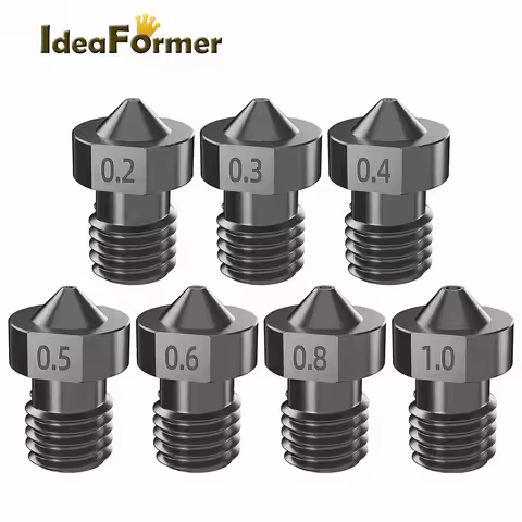 1/2pcs E3D V6 Nozzle Hardened Steel 0.2/0.3/0.4/0.5/0.6/0.8/1.0MM For 1.75mm Filament V5 V6 Hotend E