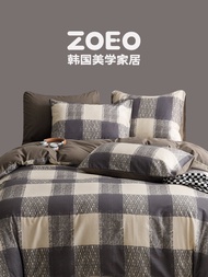 Zoeo Comfortable Pure Cotton Bedding Set 4pcs Simple Style City Dots Quilt Cover Bedding Set for All