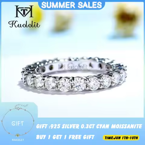 Kuololit Solid 14K 10K White Gold Moissanite Ring for Women 2.2CT Solitaire Ring Matching Full Etern