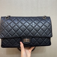 Chanel 黑色復刻牛皮2.55銀釦肩斜背包