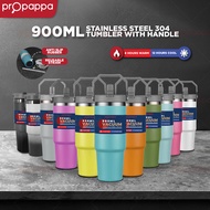 Propappa - 900ML Thermos Tumbler with Handle Hot and Cold Flask Stainless Steel Vacuum Bottle Botol 