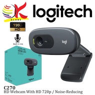 LOGITECH C270 HD 720P/30FPS VIDEO WIDESCREEN HD WEBCAM WITH BUILT IN NOISE REDUCING MIC / AUTO LIGHT