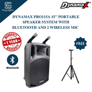 DYNAMAX PRO115A 15'' Portable Speaker System With Bluetooth And 2 Wireless Mic