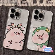 Couple Cute Pink Pig Phone Case For Meizu 21 Note 20 Pro Casing Funny Cartoon Transparent Anti-fall 