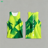(xinghe88) Customizable Lime & Forest Green Geometric Tank Top – Personalized Club Name Print