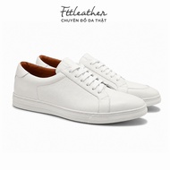FTTLeather Men's Premium Cowhide Sneaker Basic Form Comfortable White Casual Style FC202B120