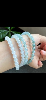 冰種翡翠天然翡翠 A玉 玉珠 玉鏈手鏈頸鏈 • 冰種飄花翡翠手串