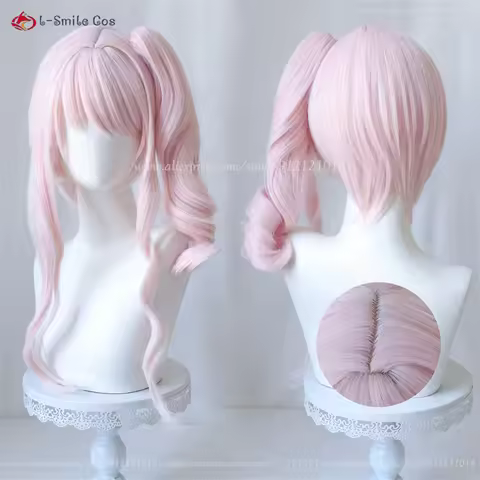 Anime Akiyama Mizuki Cosplay Wig Light Pink Curly Ponytail mzk Anime Cosplay Wigs For Women Heat Res