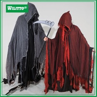 Halloween Hooded Cloak Medieval Renaissance Gothic Wizard Cape with Hood Scary Grim Reaper Cosplay C