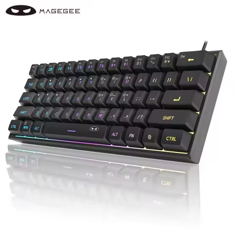 MageGee Mini 60% Gaming Keyboard, RGB Backlit 61 Key Ultra-Compact Keyboard, TS91 Ergonomic Waterpro