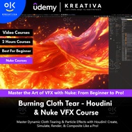 VFX Masterclass - Burning Cloth Tear - Houdini & Nuke VFX Course | VFX Video Course