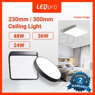 LED PRO LED Ceiling Light 230/300MM 24W/36W/48W Tri-Tone Balcony kitchen Light Square and Round Mode