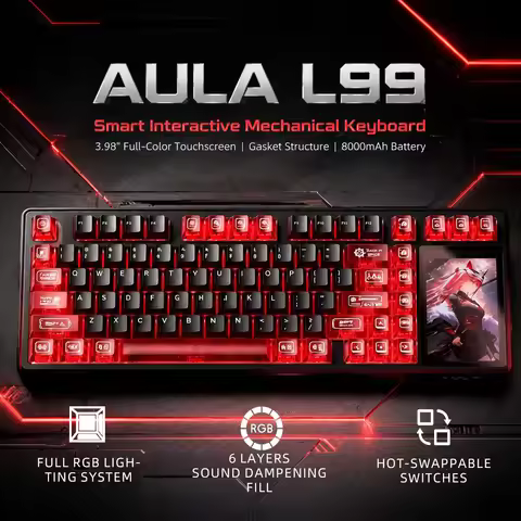 AULA L99 Mechanical Keyboard Touch Screen Bluetooth Wireless Tri-mode Gaming Laptop Keyboard 8000mAh