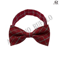 ANGELINO RUFOLO Bow Tie ผ้าไหมทอผสมคอตตอนคุณภาพเยี่ยม โบว์หูกระต่ายผู้ชาย ดีไซน์ Checkered Plate สีแ