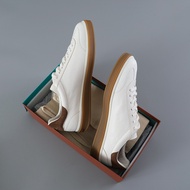 White LP Lace-Up Sheepskin Women's Shoes with Unique Pattern