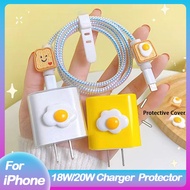 Pelindung kabel USB untuk iPhone 20W US Cover pelindung kabel Data Line Winder Spiral pelindung gaya telur lucu untuk Apple